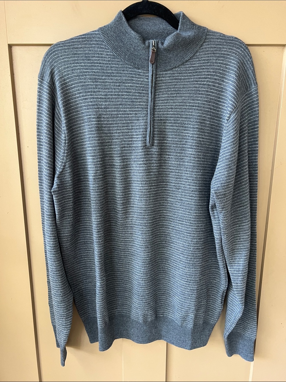 Peter Millar Men's M Gray Quarter Zip Merino Wool Sweater